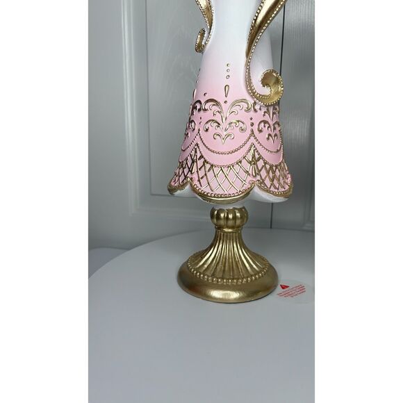 Pink & Gold Glam Christmas Tree Décor – Pearl Bow Finial – Baroque Lace Detail - Picture 3 of 12
